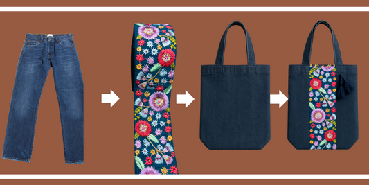 Tuto couture : transformer un sac en jean avec un galon brodé