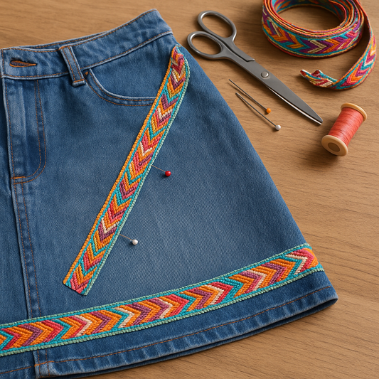 Tuto couture : comment customiser une jupe avec des galons colorés