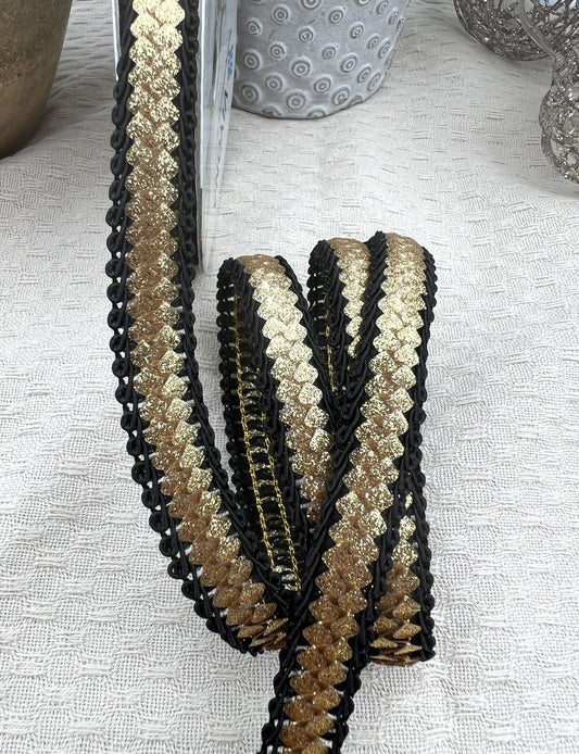 Galon noir et doré scintillant