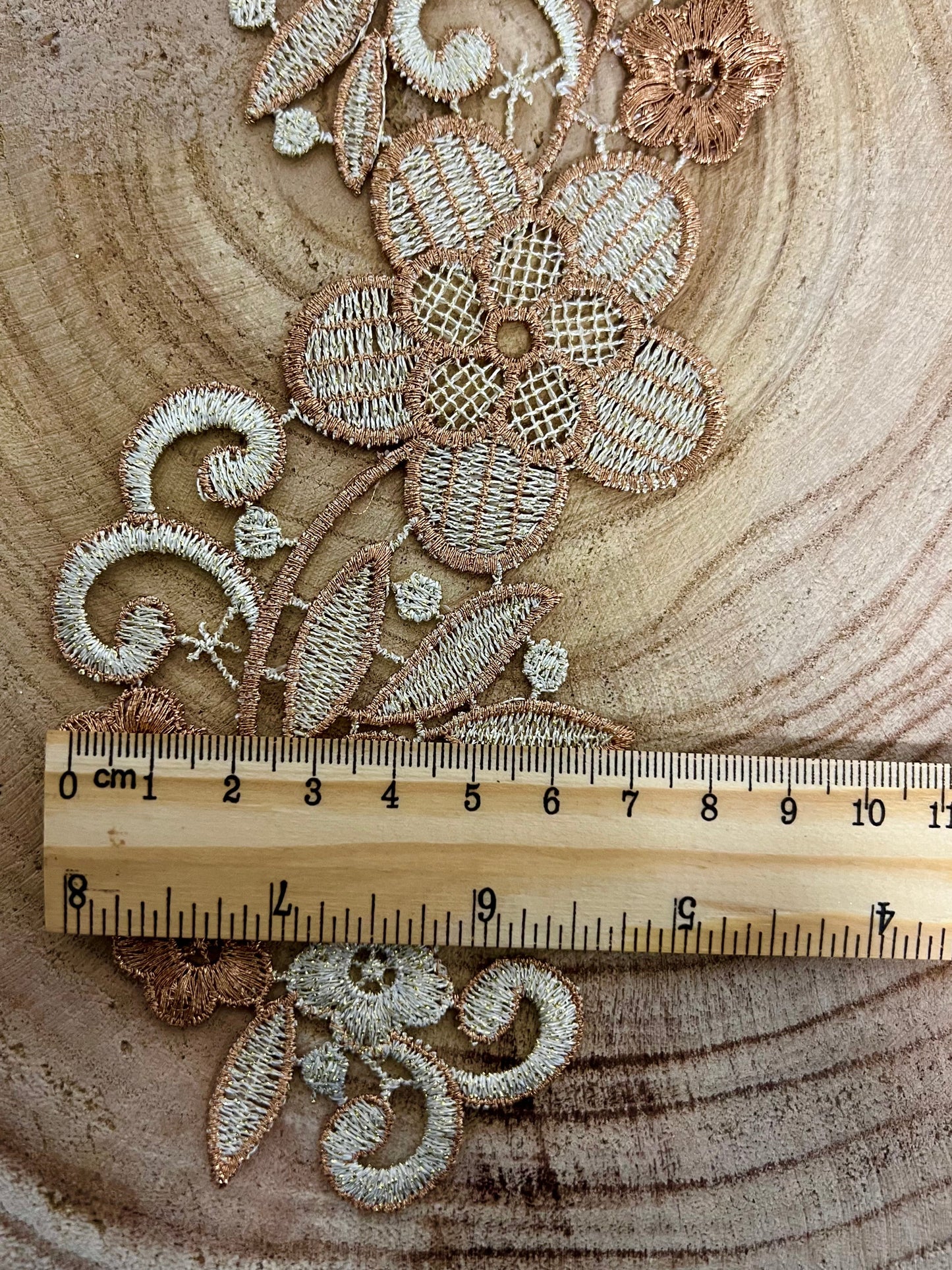 Guipure intemporelle fleurs double doré beige 2 pièces