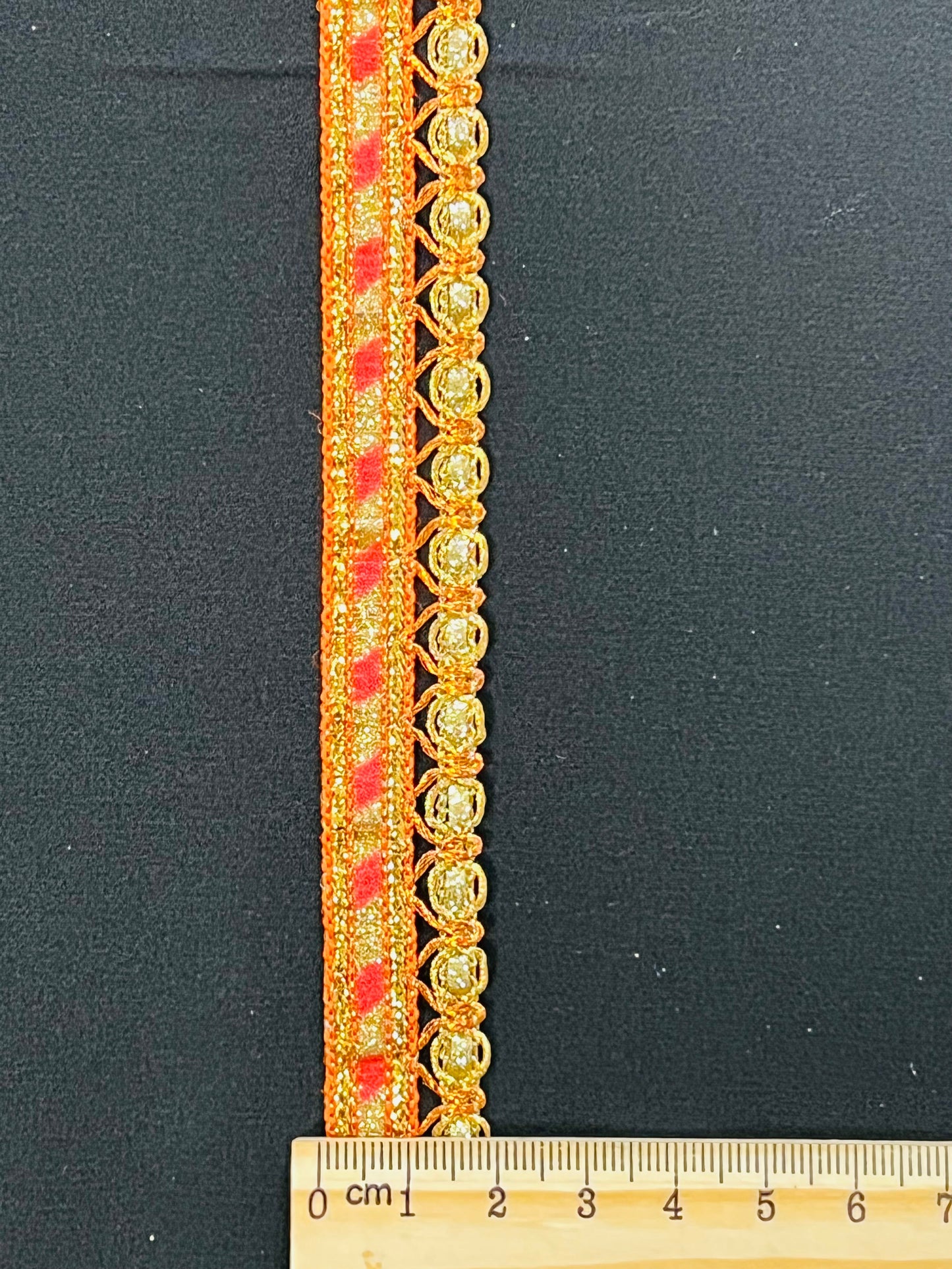 Galon tressé orange fuschia et doré