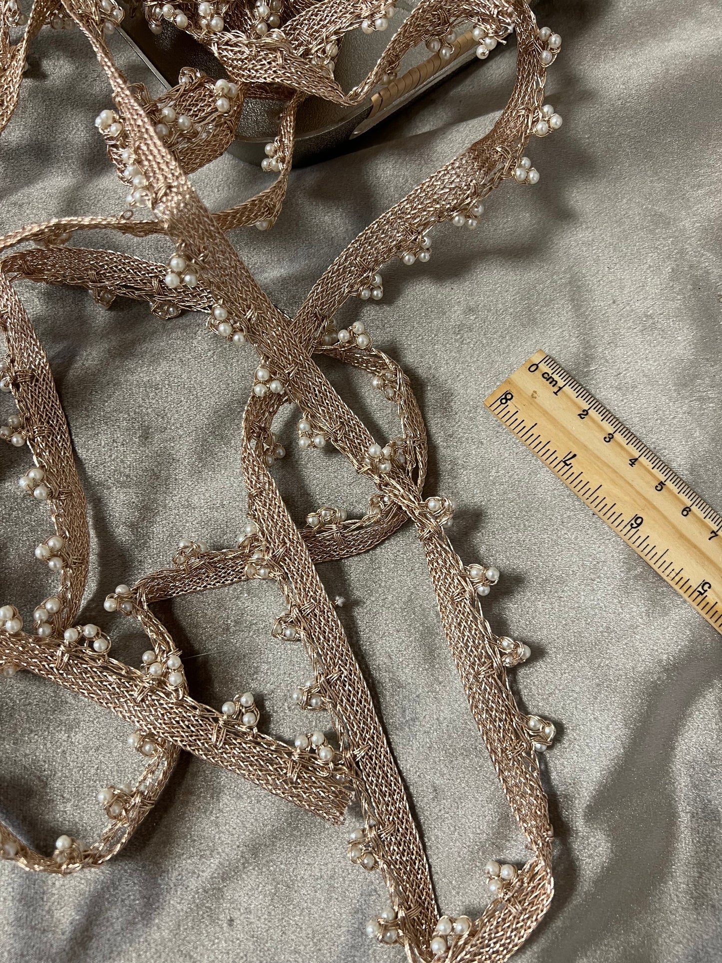 Galon trio mini perles blanches