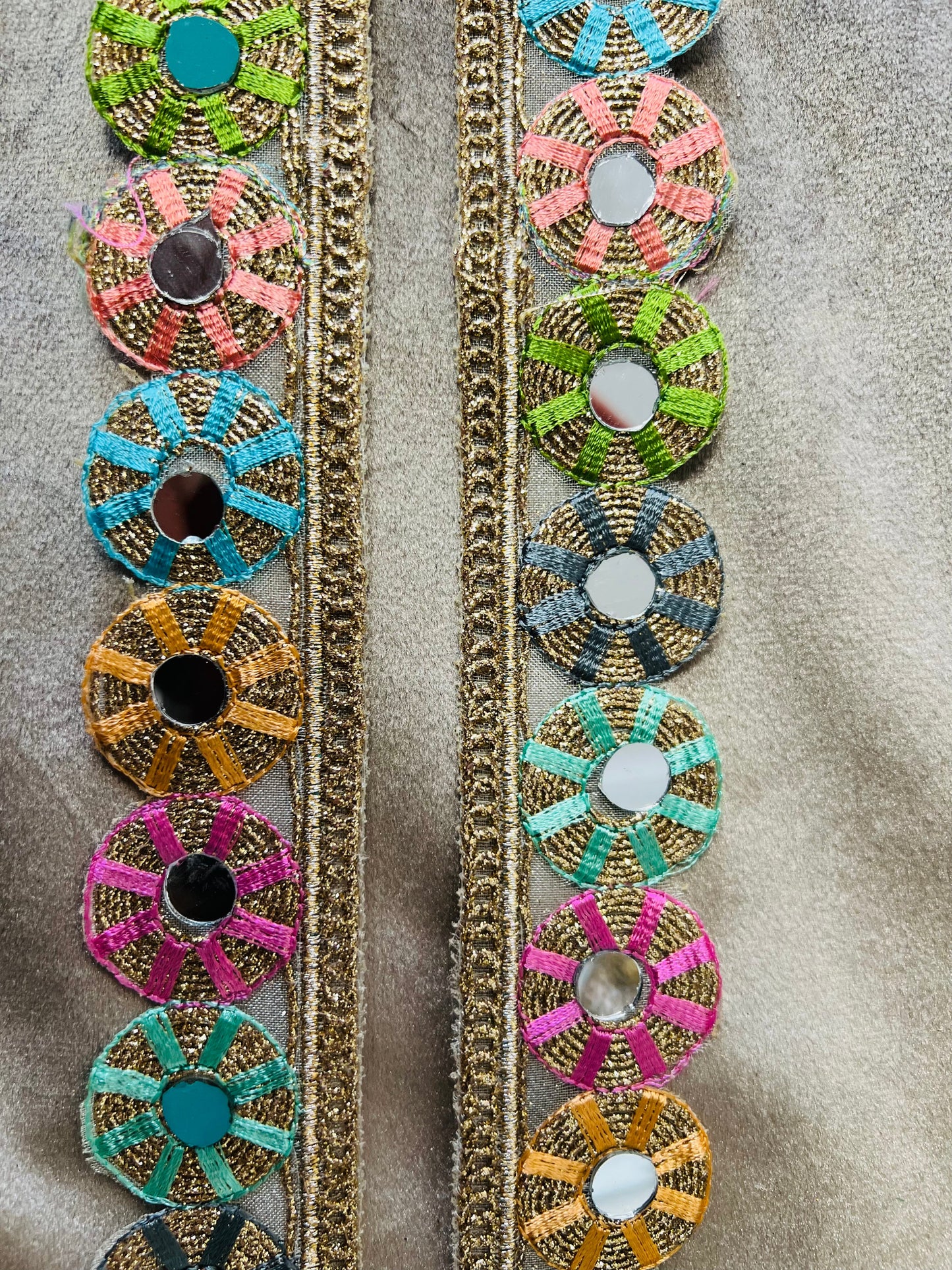 Galon cercle miroir multicolore/doré