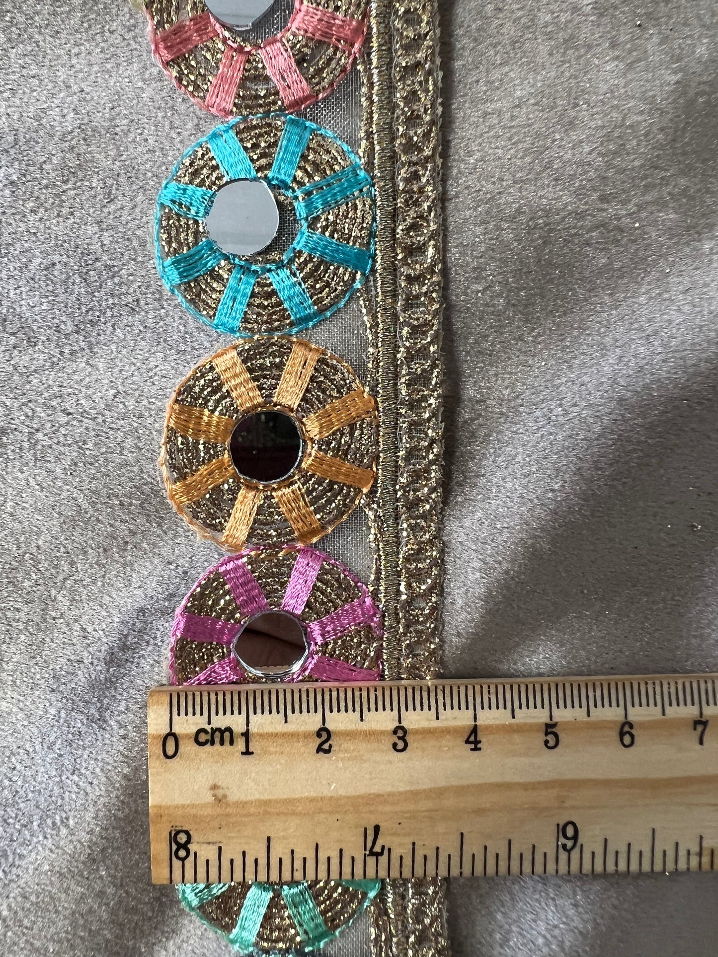 Galon cercle miroir multicolore/doré