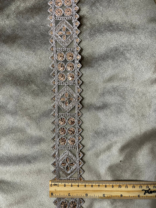 Galon oriental à sequins doré rose, doré cuivre, doré – 5 cm