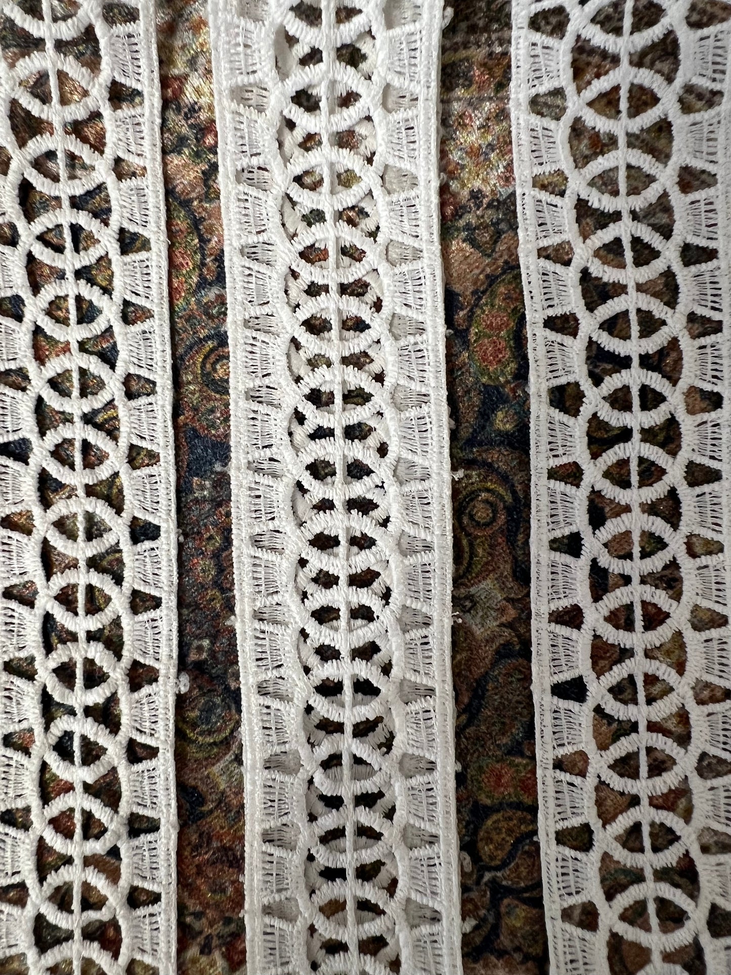 Galon en dentelle sphères entrelacées blanc