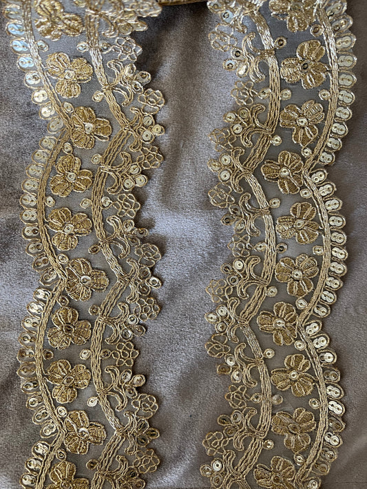 Galon sequin de largeur moyenne doré