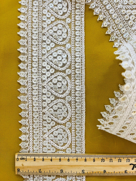 Galon couronne blanc doré transparent avec sequins