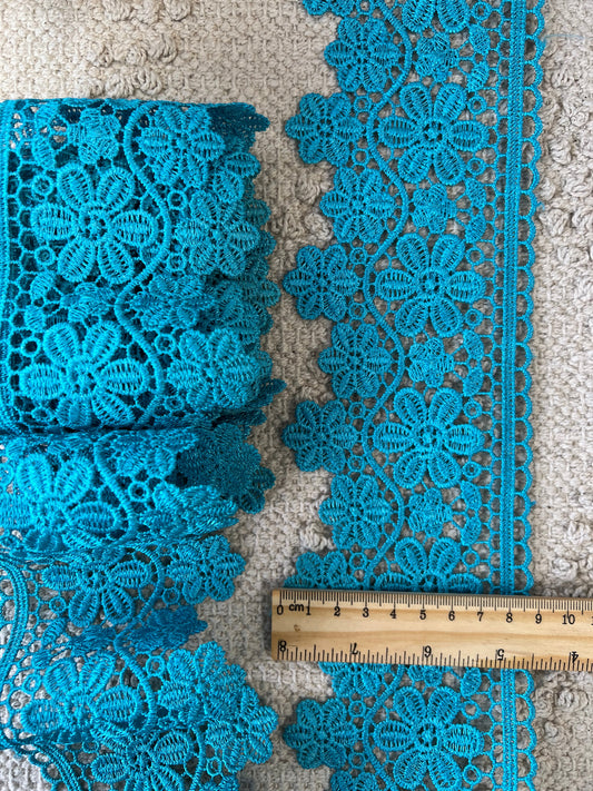 Galon inspiration dentelle bleu turquoise