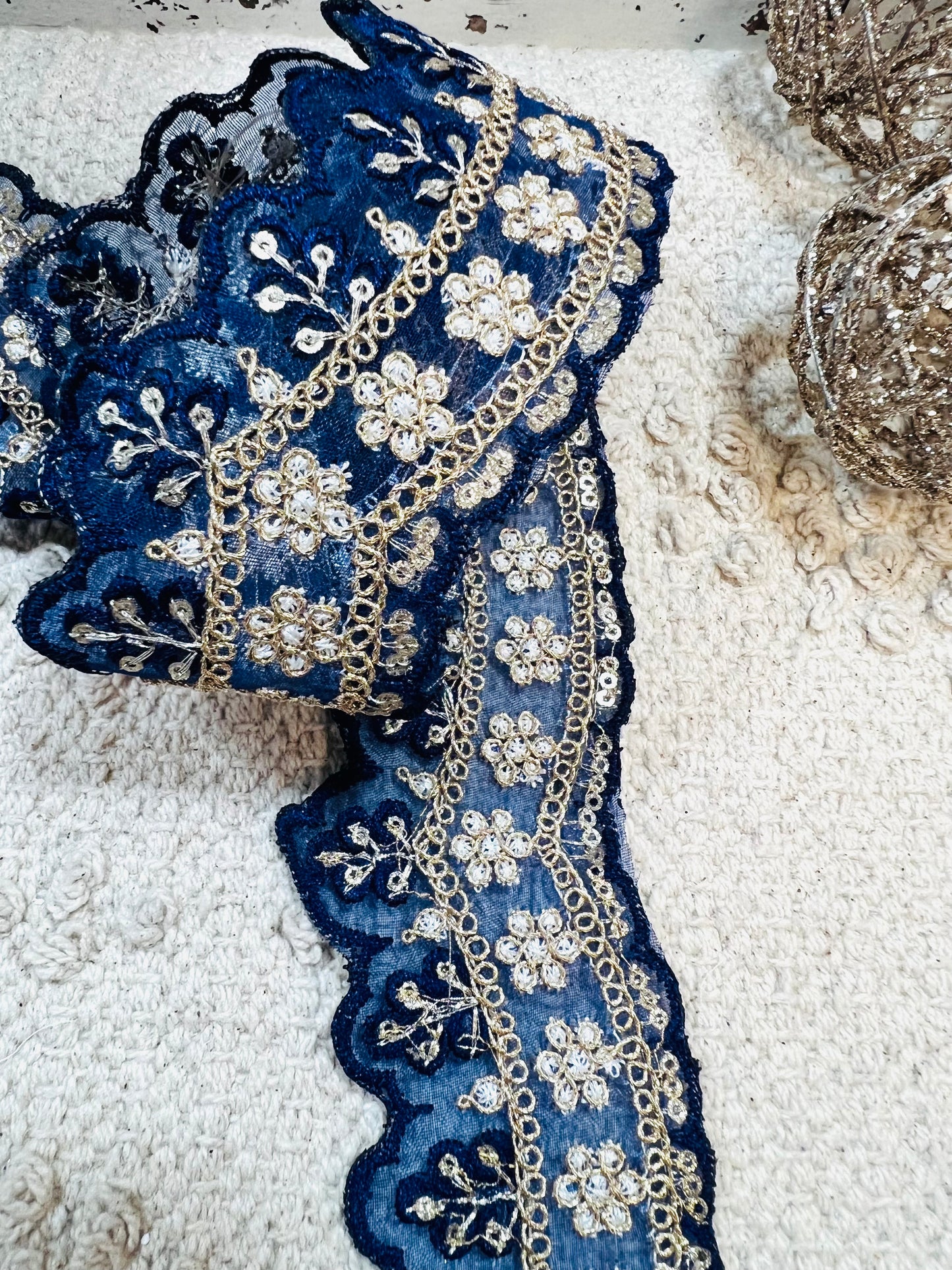 Galon oriental arcades avec mini sequins (Bleu)