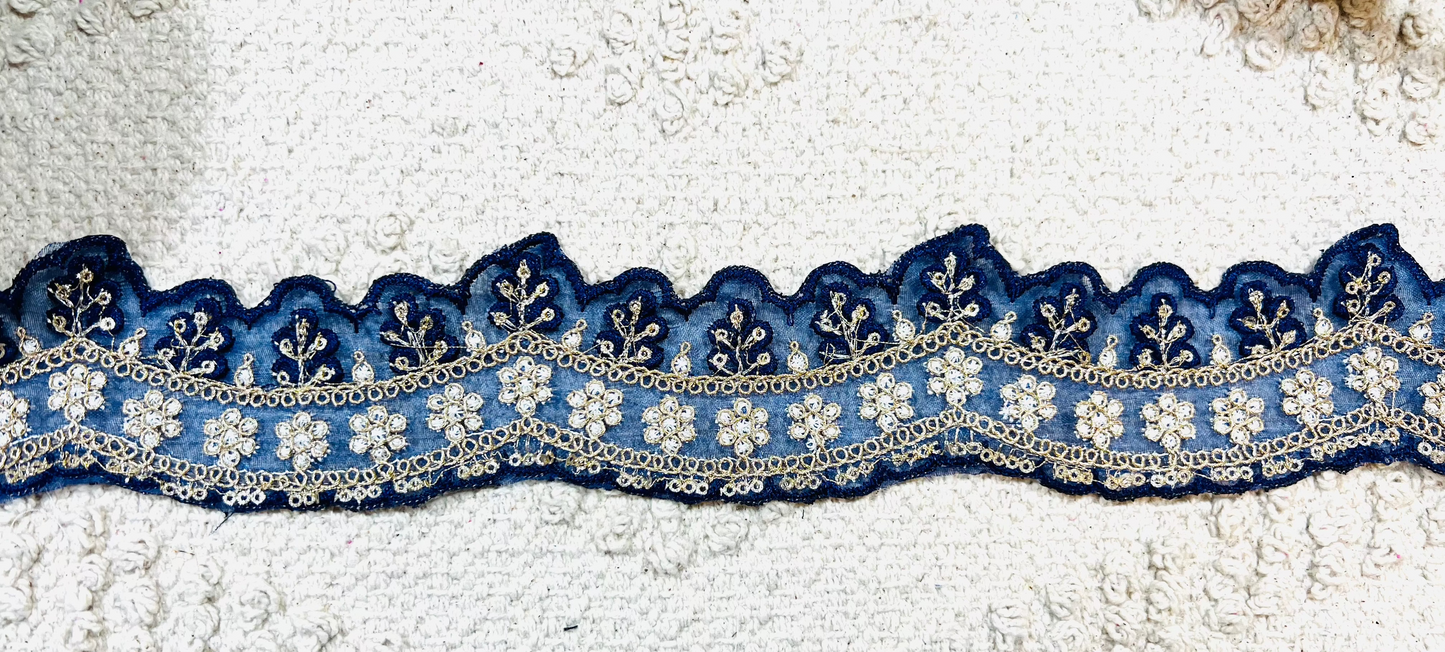 Galon oriental arcades avec mini sequins (Bleu)
