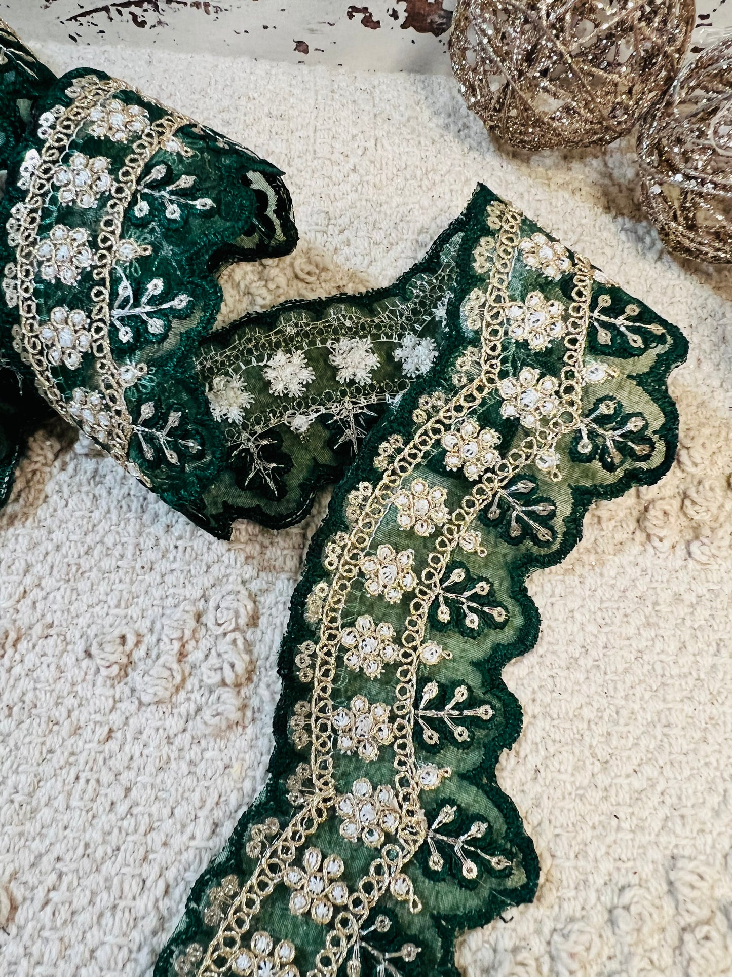 Galon oriental arcades avec mini sequins (Vert)