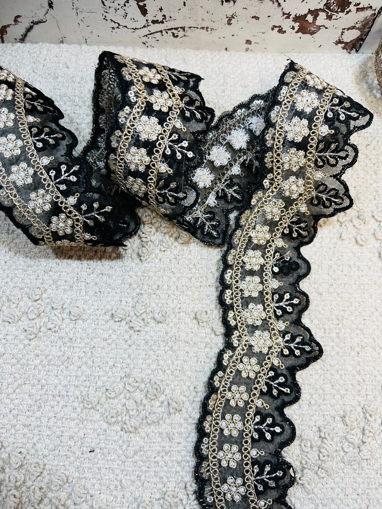 Galon oriental arcades avec mini sequins (Noir)