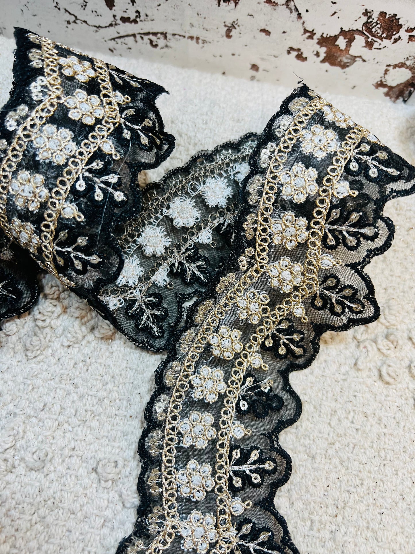 Galon oriental arcades avec mini sequins (Noir)