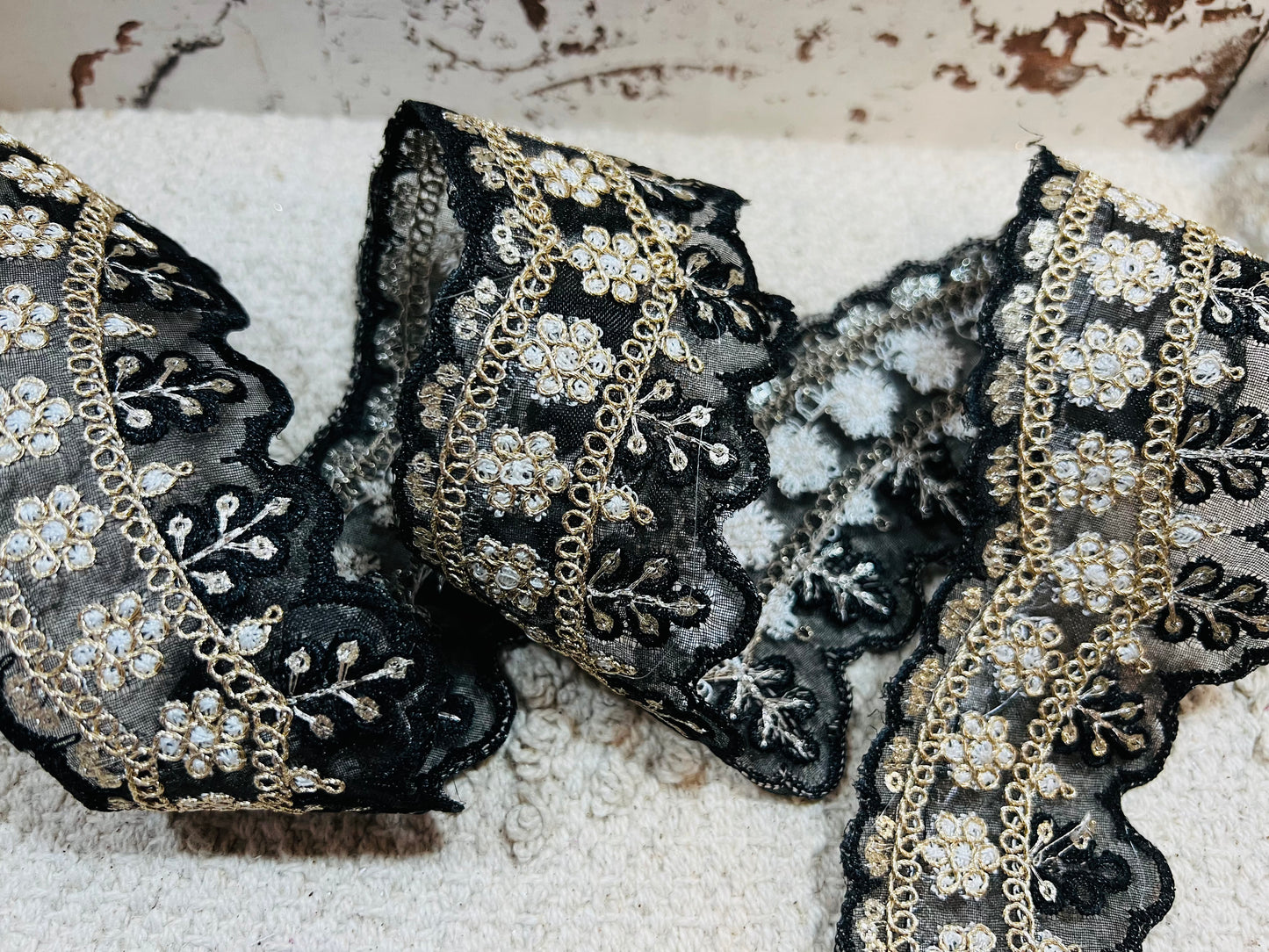 Galon oriental arcades avec mini sequins (Noir)