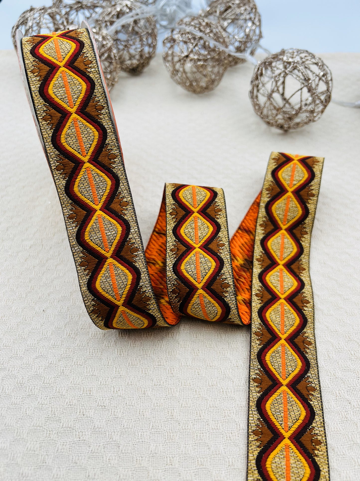 Galon bohème ethnique AZUR – 3,3 cm (8 mètres)