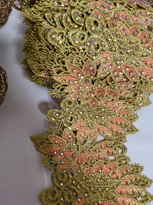 Galon large doré perlé - Différents coloris