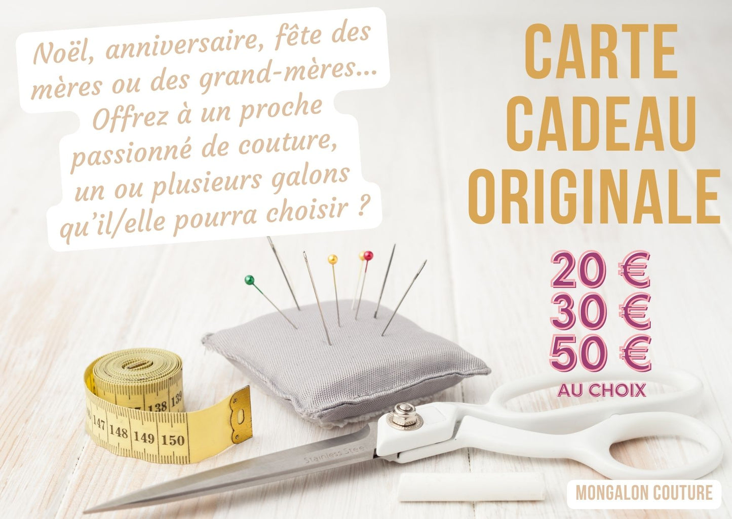 Carte Cadeau MONGALON – À offrir à toute occasion (Noël, Anniversaire, Fête des mères ou des grands-mères)