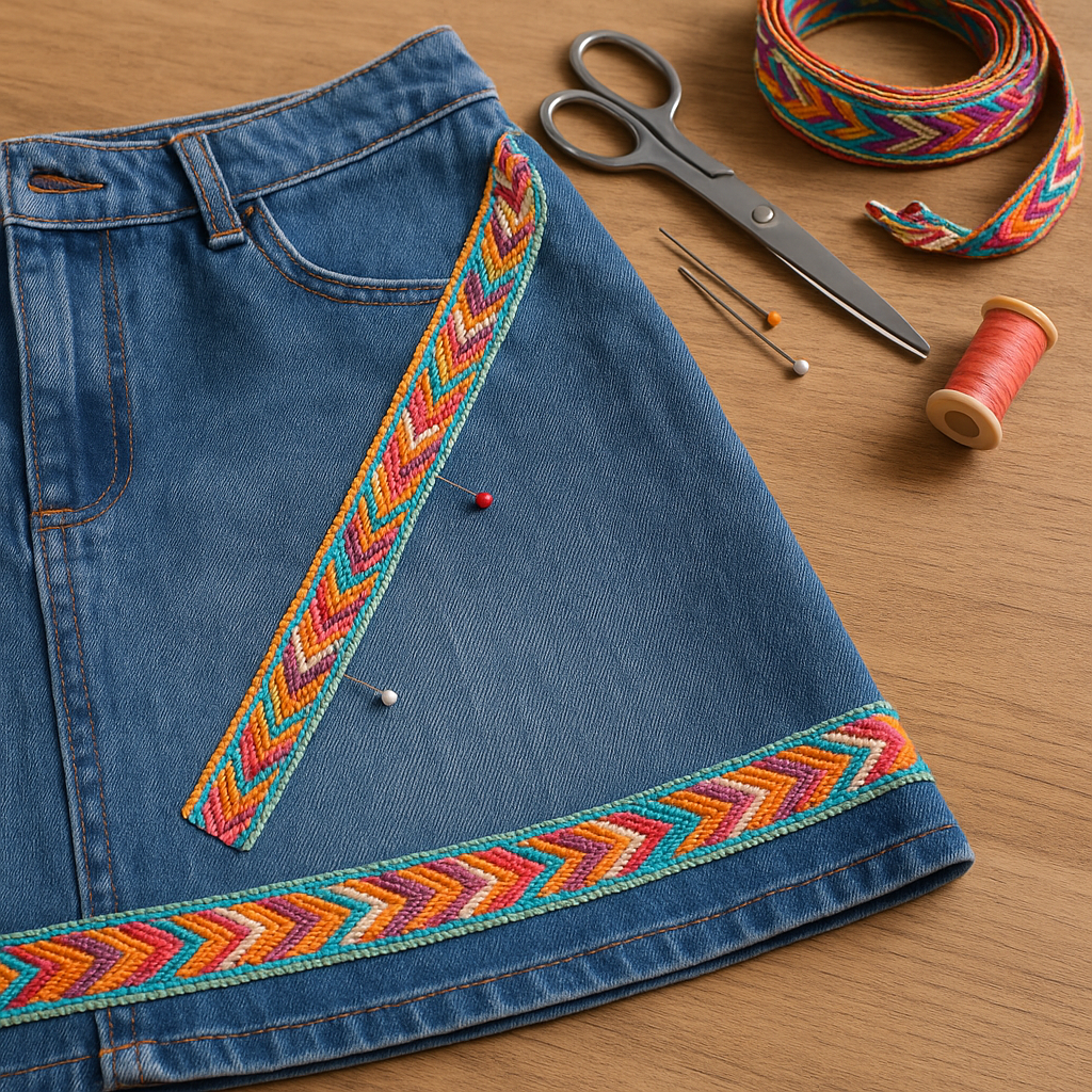 Tuto couture : comment customiser une jupe avec des galons colorés