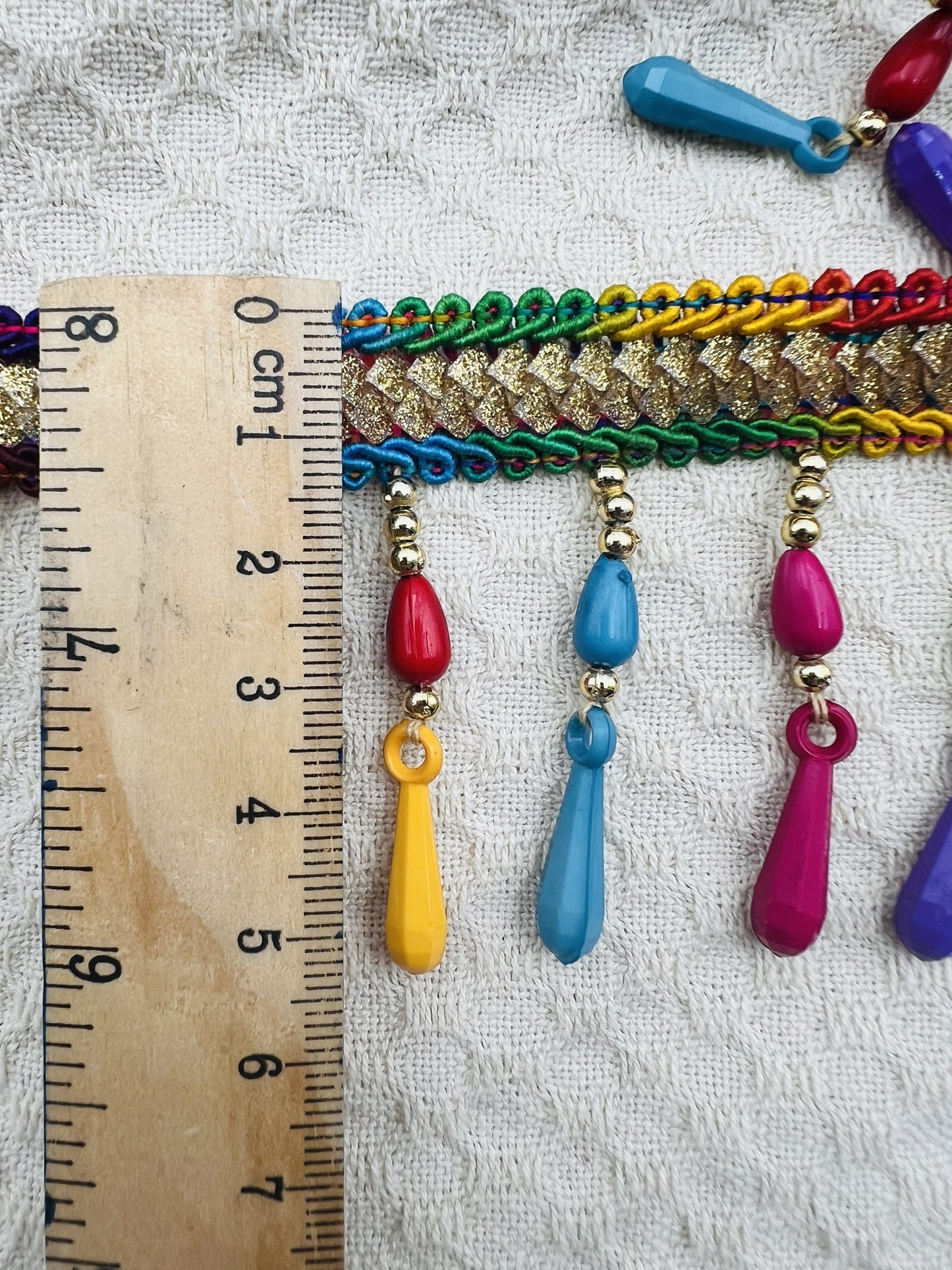 Galon ALEMMAS multicolore à pampilles fantaisie 6 cm (2 mètres)