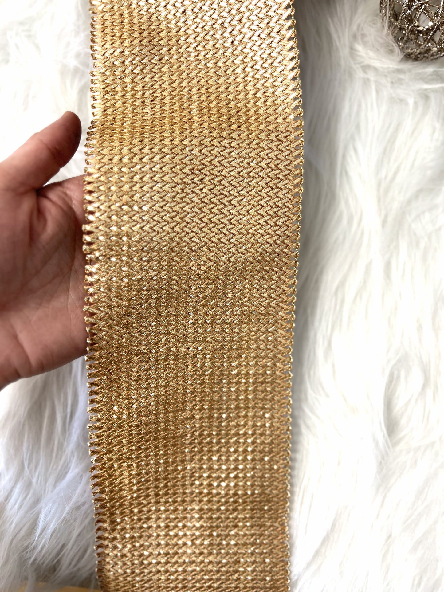 Galon large maille rose doré – 11,5 cm x 4,5 m