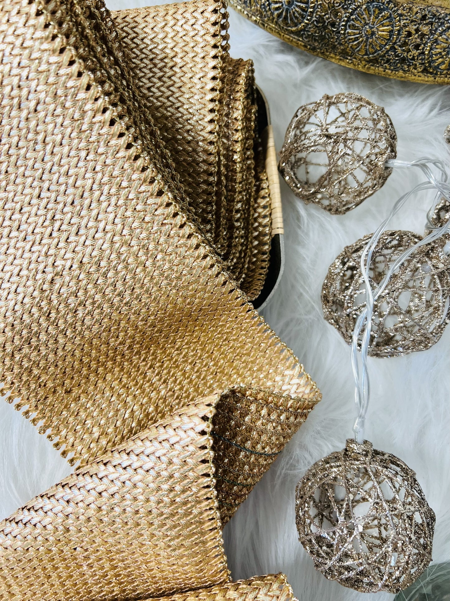 Galon large maille rose doré – 11,5 cm x 4,5 m