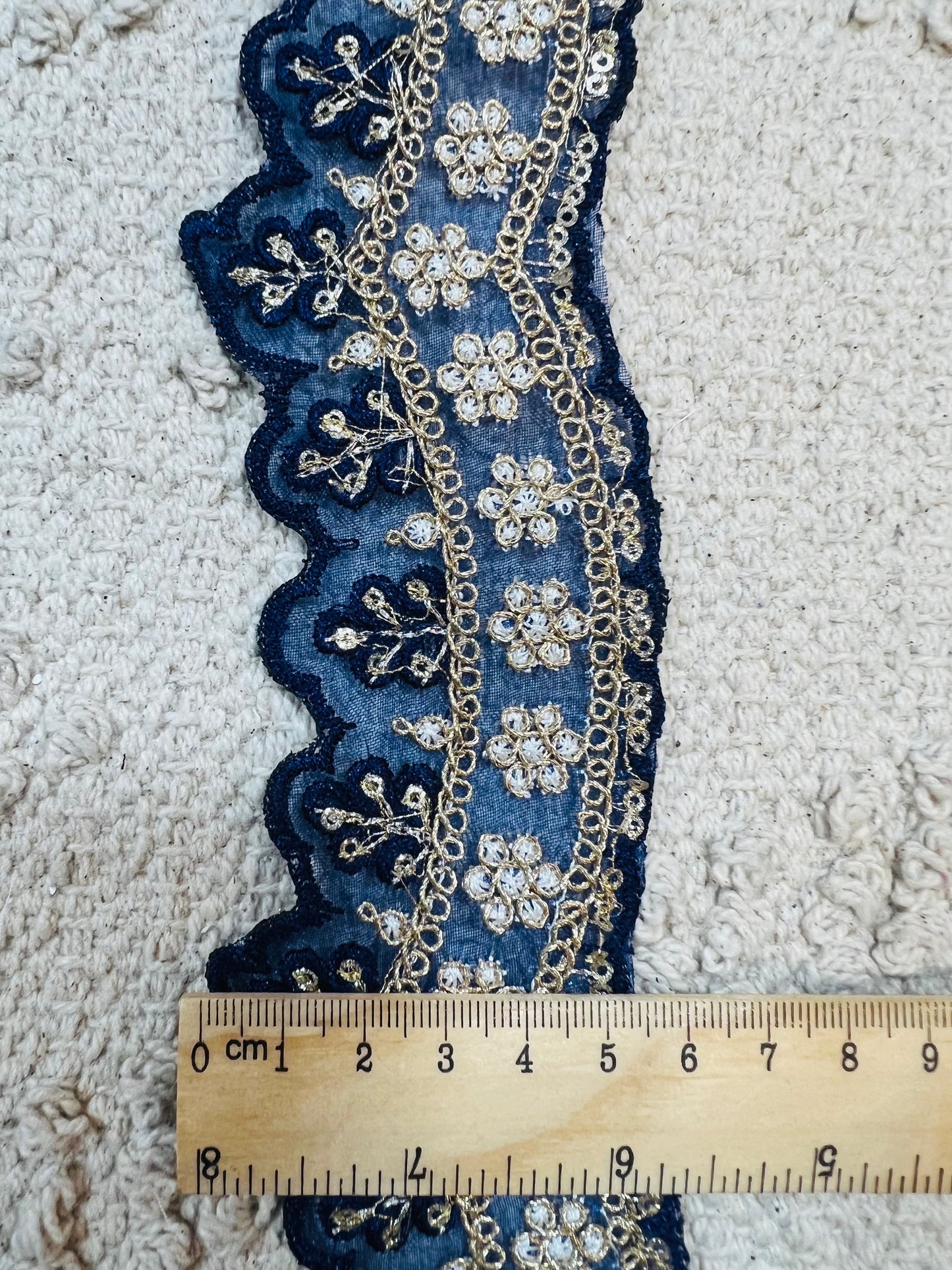 Galon oriental arcades avec mini sequins (Bleu).  Prix HT