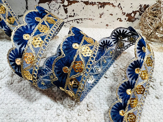 Galon oriental sequin couronne (Bleu).  Prix HT