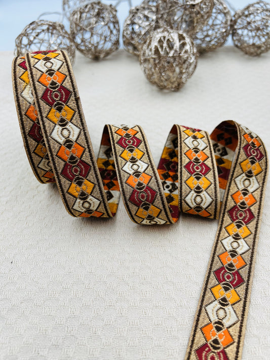 Galon bohème ethnique TIZIRI – 2,5 cm (8 mètres)