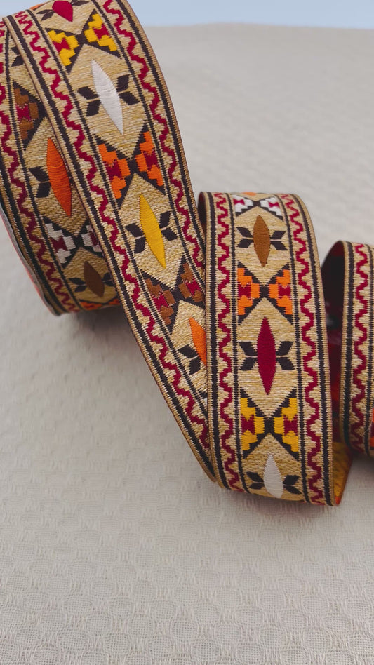 Galon bohème ethnique YASMINA – 3,3 cm (8 mètres)