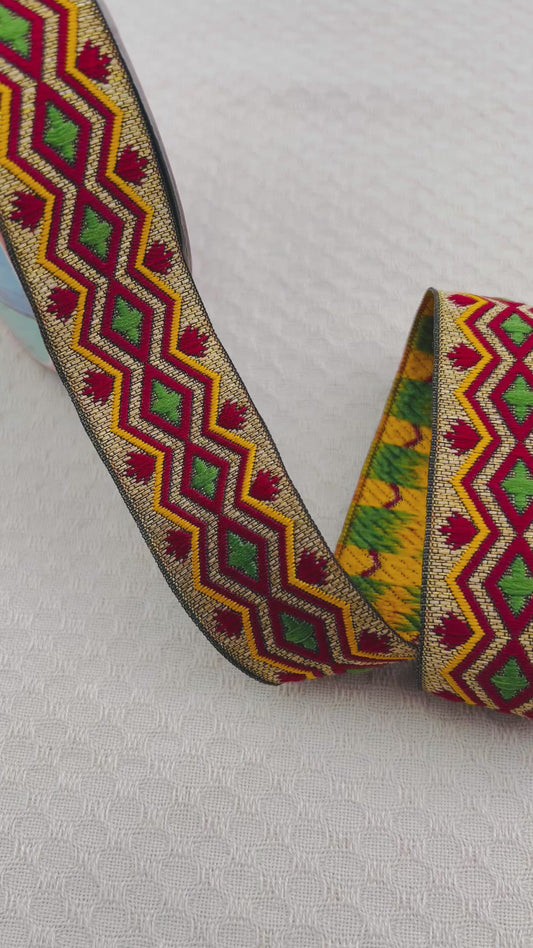 Galon bohème ethnique AMEZA – 3,3 cm (8 mètres)