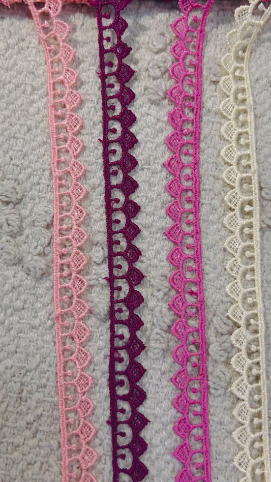 Galon arcade fin en dentelle.  6 coloris.