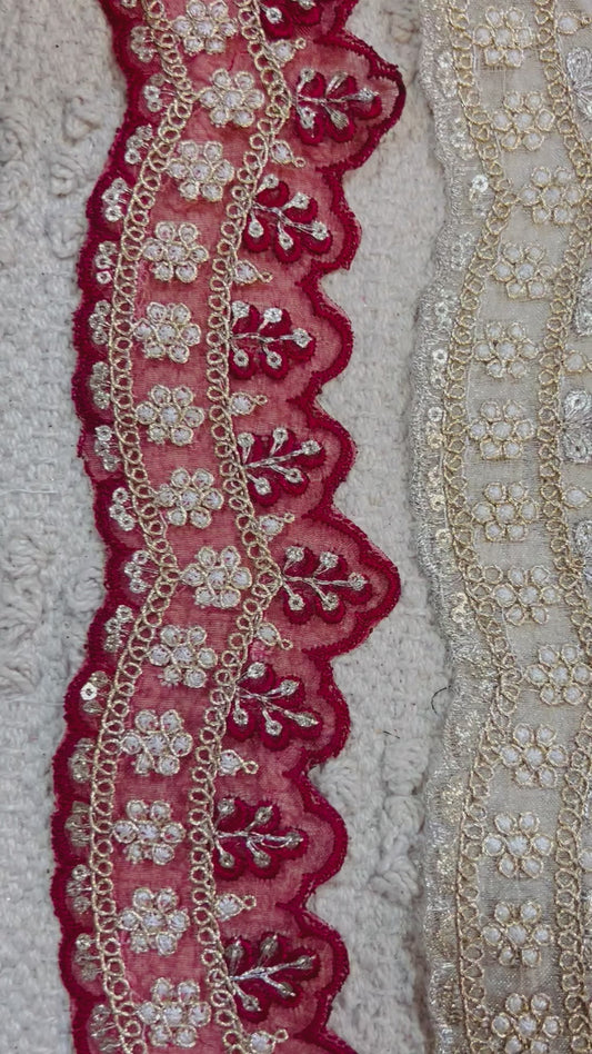Galon oriental arcades avec mini sequins (Ecru doré)
